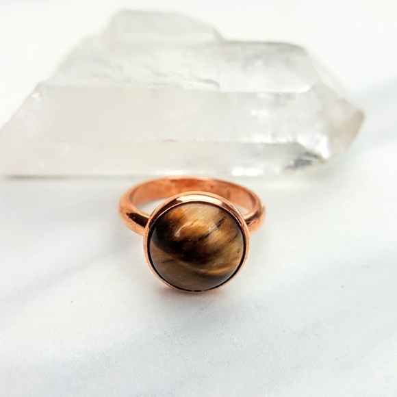 Lexiga Jewelry - Protective • Tiger's Eye Brown Copper Dainty Ring